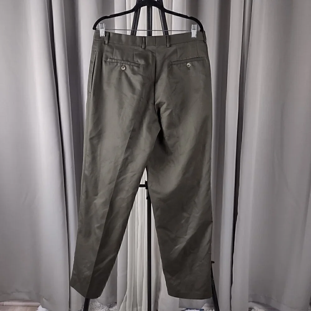 Perry Ellis Portfolio Men's, Olive Green Dress Slacks, Pants, Size 33X32